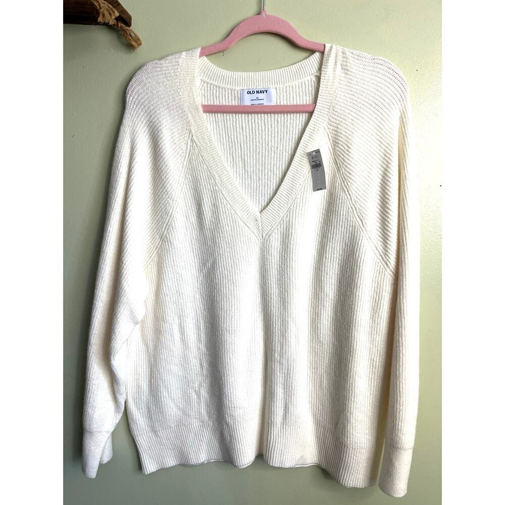 Old Navy good v-neck pullover creme de La sweater, size 2X, MSRP $37, NWT - Picture 2 of 10
